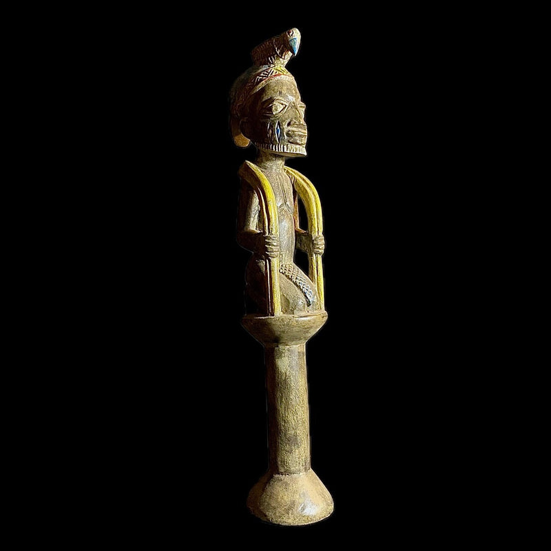 african sculpture Tribal Art Wooden Yoruba Shango Dance Wand-9542