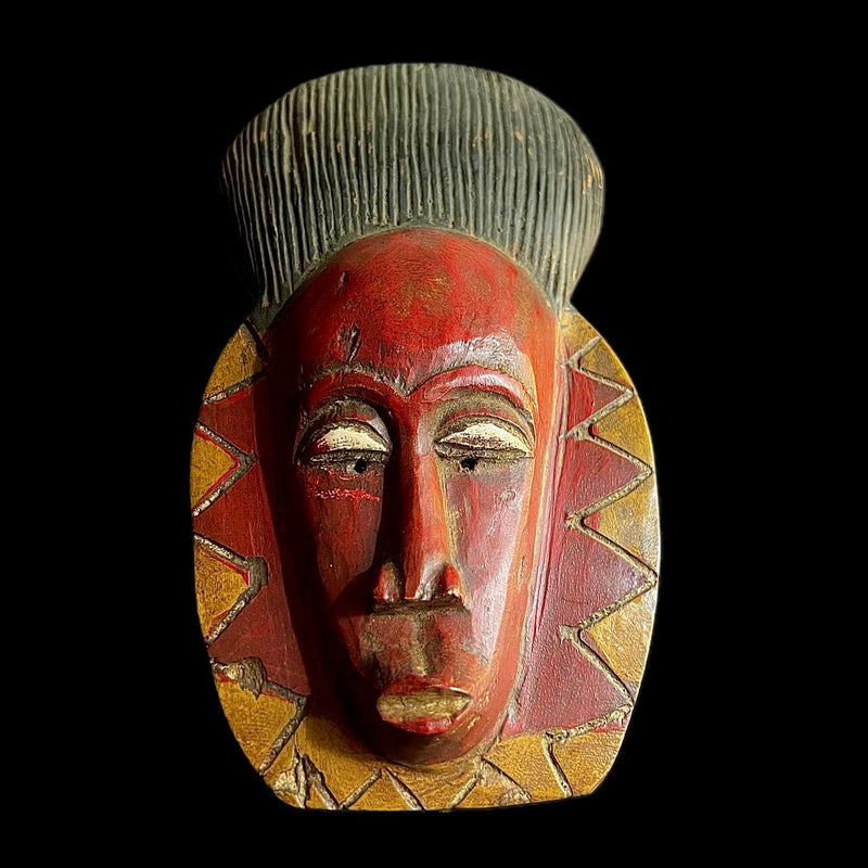 Vintage Hand Carved Wooden Tribal African Art Face Mask African Guro Baule -9720