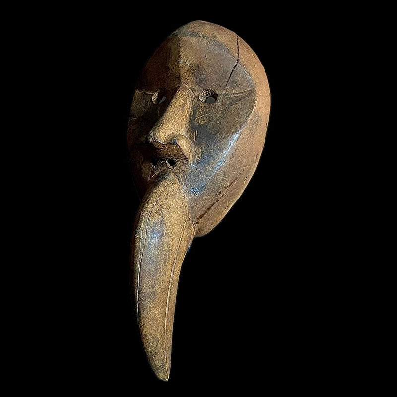 African mask Cubist Dan Bird Man Wood Face Mask Early 20th Century Libera -9562