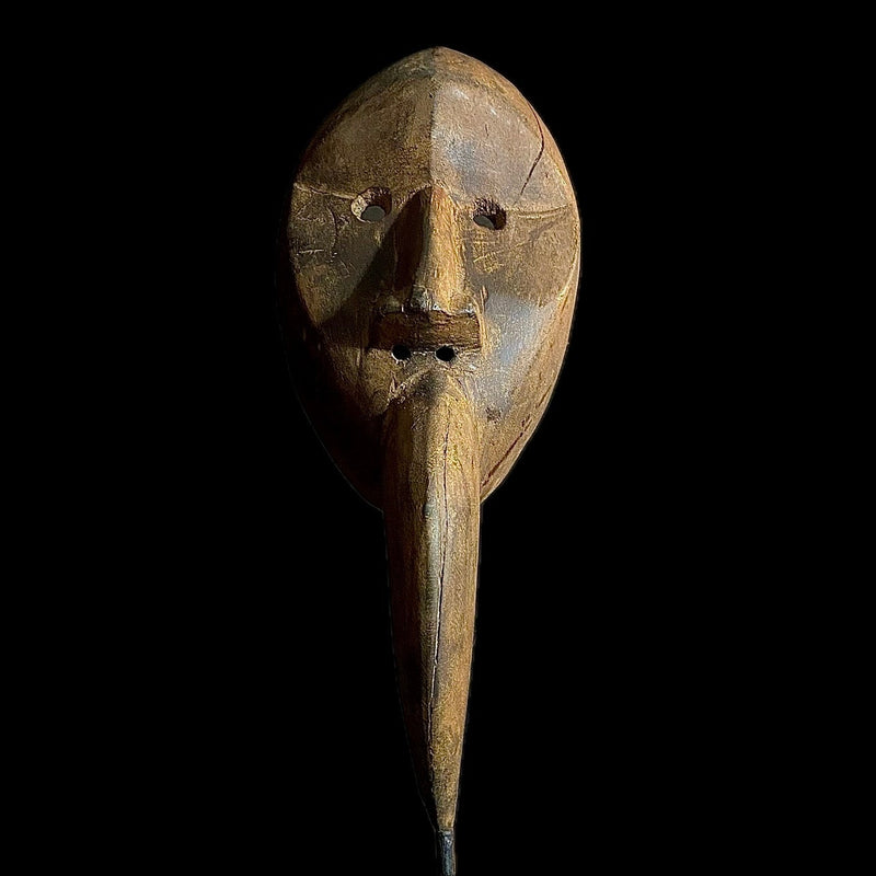 African mask Cubist Dan Bird Man Wood Face Mask Early 20th Century Libera -9562