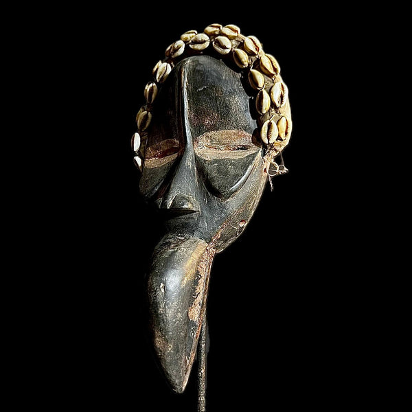 African mask Cubist Dan Bird Man Wood Face Mask Early 20th Century Libera -9618