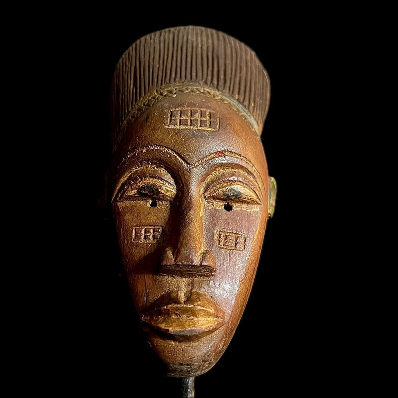 African Baule Mask-Wooden Tribal Mask Handmade folk art Antiques Mid-century Wall Hanging Traditional Art Collectibles Wall Art Decor-9645