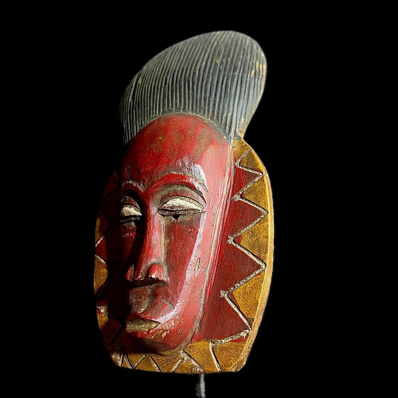 Vintage Hand Carved Wooden Tribal African Art Face Mask African Guro Baule -9720